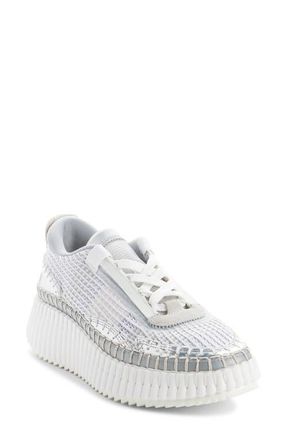 Chlo&eacute; Nama Platform Sneaker in Silver Grey at Nordstrom, Size 12Us