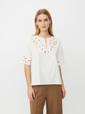Masai MaDyselle Cutwork Detail Blouse in White at Nordstrom, Size Xx-Large