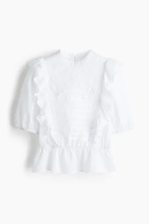 H&M Bestickte Bluse - Weiss