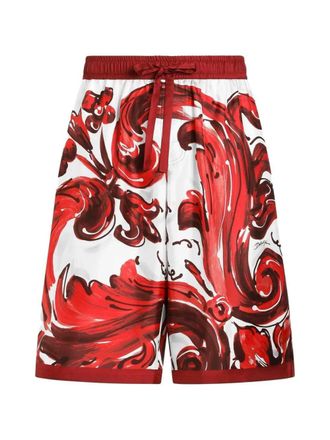 Dolce & Gabbana Vanity Bermudashorts aus Seidentwill mit Majolika-Print