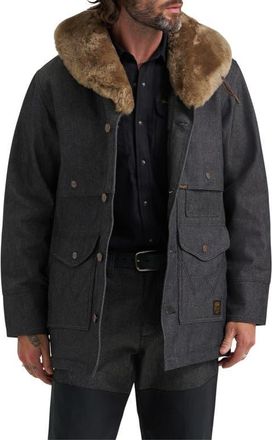 Wrangler Filson X Wrangler Genuine Shearling Collar Packer Jacket in Black at Nordstrom, Size Xx-Large