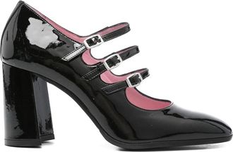 Carel 80mm Triple-buckle Block-heel Pumps