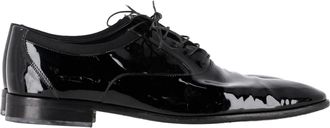 Ferragamo Pre-owned Mens Lace-Up Oxford Shoes in Black Patent Leather - Size UK 13