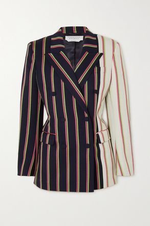 Gabriela Hearst Blazer Doppiopetto In Twill Di Misto Lana E Seta A Righe Mccoi - Blu