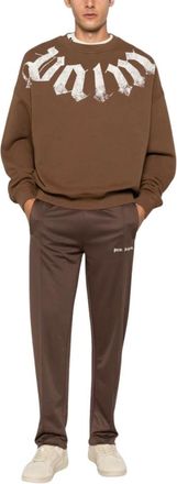 Palm Angels Sudadera con cuello grande y logo - Sweatshirts & Hoodies - Hombre - Marr&oacute;n - M