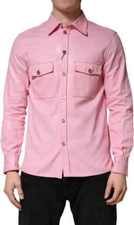 Dolce & Gabbana Pink Cotton Collared Men Button Down Shirt