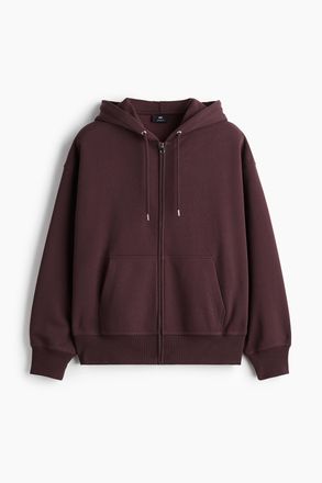 H&M Hoodiejacke mit Zipper in Oversized Fit - Pflaumenlila