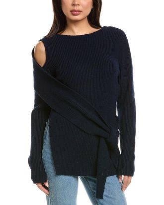 3.1 Phillip Lim Draped Wool & Yak-Blend Rib Off Shoulder Pullover