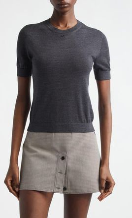 Courr&egrave;ges AC Logo Merino Wool Sweater in Carbon at Nordstrom, Size X-Small