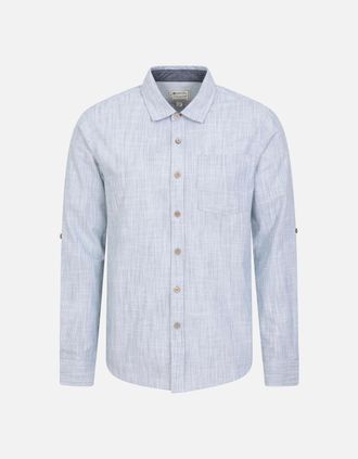 Mountain Warehouse Mens Mountain Warehouse Mens Coconut Textured Long-Sleeved Shirt - Blue - Size: 38/Regular