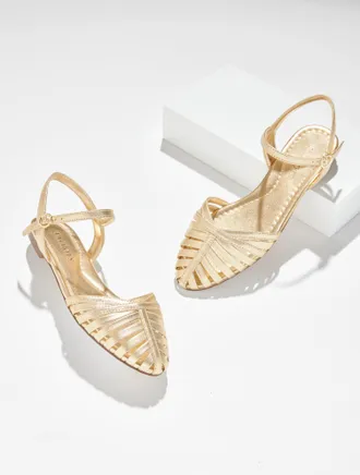 Talbots Ansly Metallic Nappa Fisherman Flats - Gold - 10 1/2 M Talbots