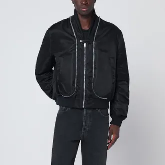 Alexander McQueen Bomber con zip nero in nylon