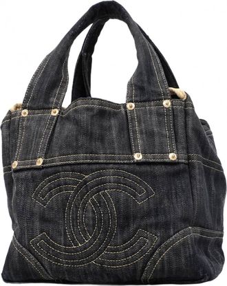 Chanel Navy Denim Tote Bag (Pre-Owned)