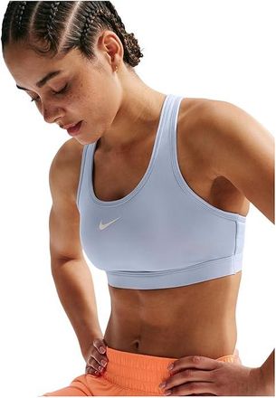 Nike Swoosh Medium Support Bra Womens Bra Hydrogen Blue/Stone Mauve/White : LG (US 12-14), Mesh/Polyester/Spandex