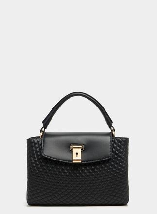 Bally Lock Me Small Top Handle Bag In Quilted Leather in Black at Nordstrom