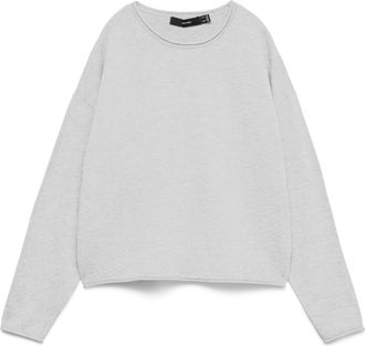 Vero Moda Strickpullover VERO MODA VMEXCITING PLAIN LS O-NK ROLL PULLOV BOO, Damen, Gr. XS, light grau melange, Strick, Obermaterial: 72% Polyester, 18% Polyacr
