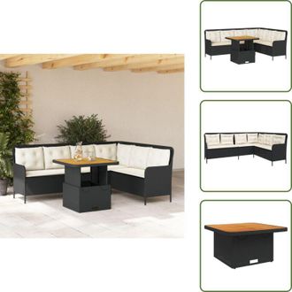 vidaXL The Living Store Set Divani da Giardino 2 pz con Cuscini in Polyrattan Nero - Tavolo da giardino