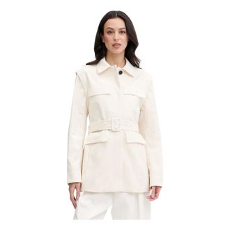 Karl Lagerfeld Jassen, Dames, Beige, S, Katoen, Single-Breasted Coat