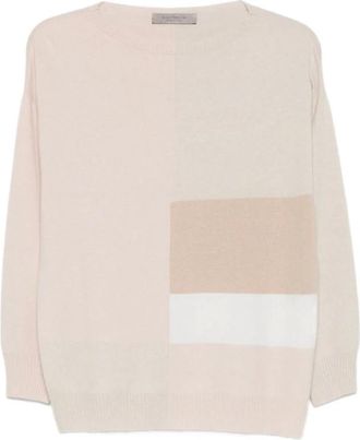 D.exterior Sweatshirt met ronde hals - Dames - Ronde hals truien - Beige - M - Truien & Vesten