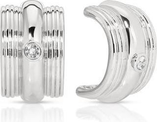 Ettika Textured Statement Hoop Earrings in Silver at Nordstrom Rack