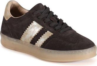 Diba JON QWILL Lace Up Suede Sneaker in Dark Brown/gold at Nordstrom, Size 7.5