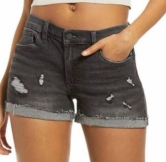 Blank NYC Womens The Fulton Roll Up Short In Black
