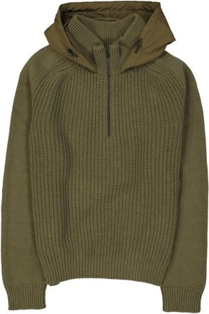 Herno Gebreide trui met lange mouwen en capuchon - Heren - Hoodies - Groen - L - Wol - Hoodies & sweatvesten