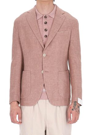 Eleventy Cross-Ply Salmon Linen-Wool-Silk Blazer