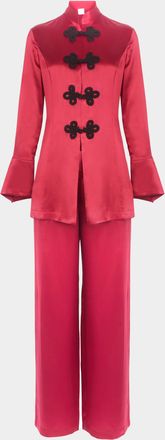 Loretta Caponi Azalea Silk Pajama Set