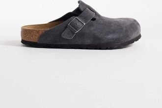Birkenstock Boston - Zoccoli unisex in camoscio antracite-Grigio