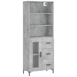 vidaXL Vidaxl - Aparador Alto Madera Contrachapada Gris Hormig&oacute;n 69,5x34x180 Cm