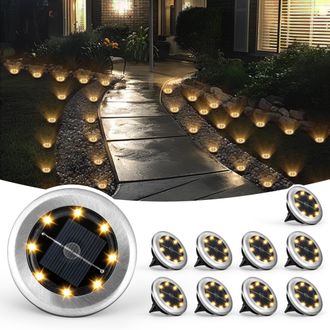 OEM Juego De 10 Miniluces Solares Para Jard&iacute;n, Impermeables, Iluminaci&oacute;n Paisaj&iacute;stica Para Patio, Jard&iacute;n, Entrada De Veh&iacute;culos, Sendero (blanco C&aacute;lido)