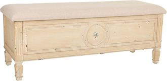 Wanderlust Deco Wanderlust Deco - Banqueta De Madera Y Acolchada Beige 120x43x48