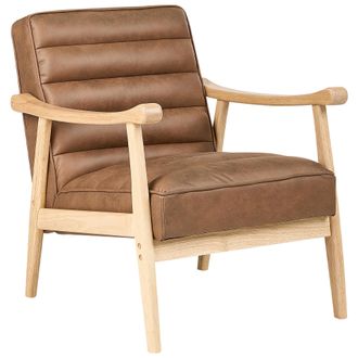 Beliani Beliani - Sill&oacute;n De Estilo Retro Fabricado En Piel Sint&eacute;tica En Color Marr&oacute;n Leknes