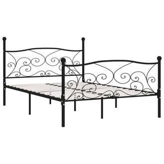 Berkfield Home Bed Frame with Slatted Base Black Metal 140x200 cm