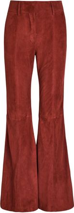 Gabriela Hearst Rhein Suede Flared-leg Trousers - Red - 42 (UK10 / S)