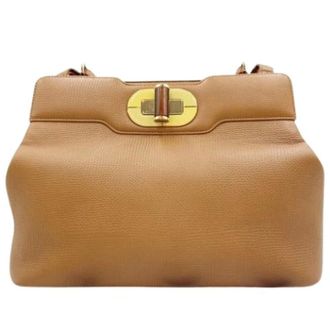 Bulgari Pre-owned Vintage Schoudertas - Dames - Pre-owned - Beige - Maat: ONE Size Leer