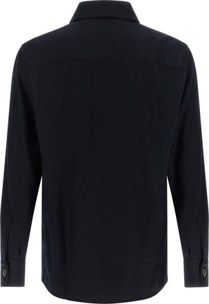 Brunello Cucinelli Virgin Wool Flannel Overshirt - Navy