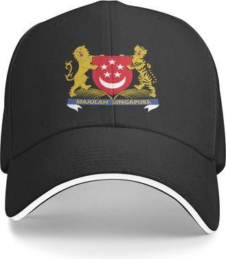 Generic Singapore National Emblem Hat Support Singapore Coat of Arms Baseball Cap Singaporean Hat for Women Men Adjustable Hat, Black, One size