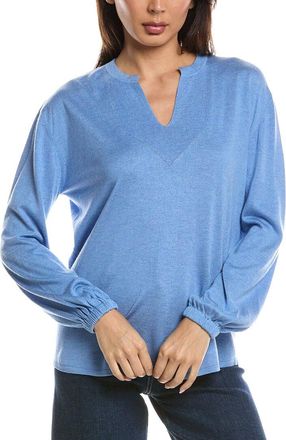 Fort&eacute; Cashmere Split Neck Silk & Cashmere-Blend Sweater