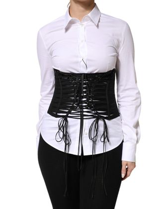 Dolce & Gabbana Lace-Up Structured Corset Top - Black