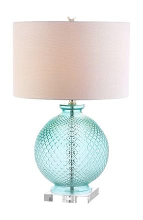 Jonathan Y Designs Estelle 26 Glass and Crystal LED Table Lamp, Aqua in Aqua/clear at Nordstrom