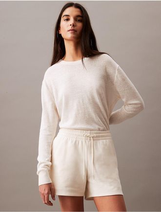 Calvin Klein Womens French Terry Shorts - White - XS