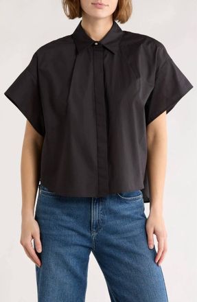 Rag & Bone Maura Short Sleeve Poplin Shirt In Black