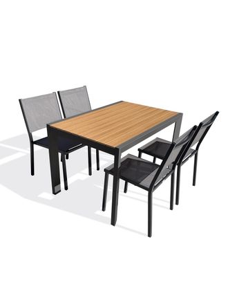 DCB Garden Conjunto de comedor de jard&iacute;n de aluminio para 4 personas - antracita