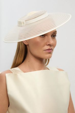 Karen Millen Womens Asymmetric Disk Bow Detailed Fascinator - White - One Size