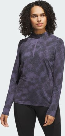 adidas adidas Performance Womens Ultimate365 Printed Quarter-Zip Mock Neck Top - Black - Size X-Small