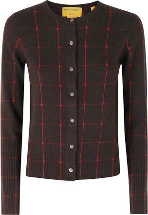 Guest In Residence Jane Checker Cardigan - Dames - Vesten - Bruin - M - Kasjmier - Truien & Vesten