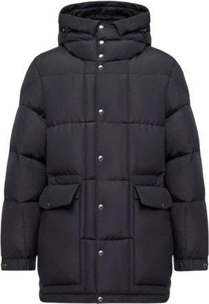 Moncler Sylmara Lange Donsjas met Capuchon - Heren - Jassen - Blauw - Maat: L Katoen
