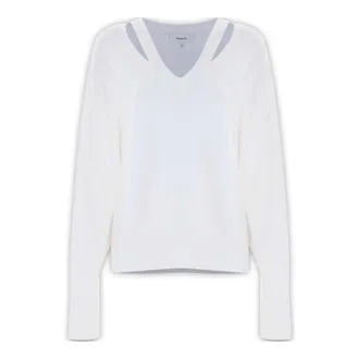 Kocca V-neck Knitwear, female, White, Size: XS V-neck Sweater with Intricate Neck Detail